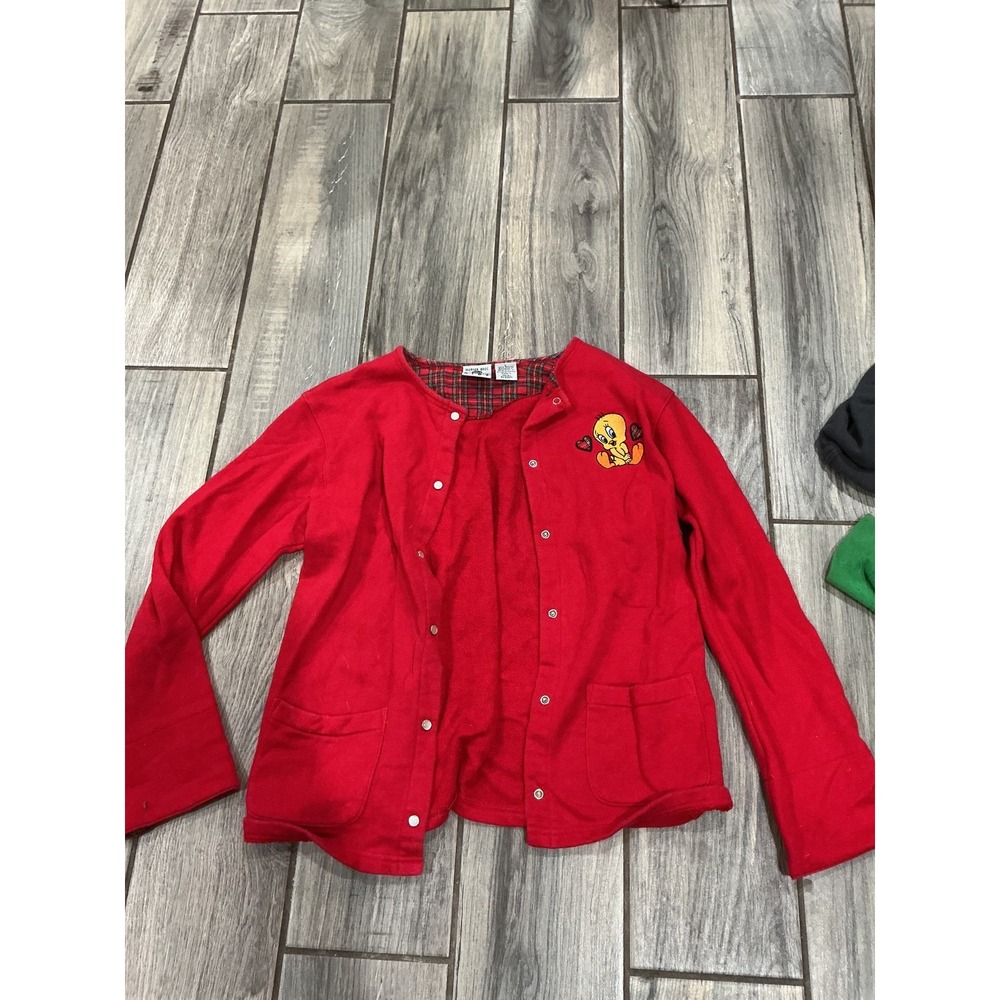Warner Bros. Kids Tweety Bird Red Snap Cardigan Sweater Girls Size 4-5 Looney